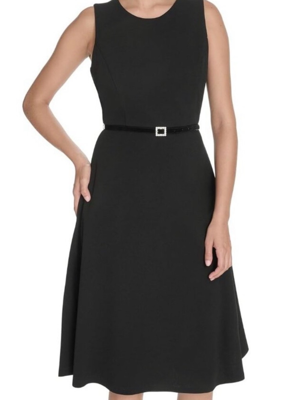 Tommy Hilfiger Classic Black Sleeveless A-Line Dress with Belt
